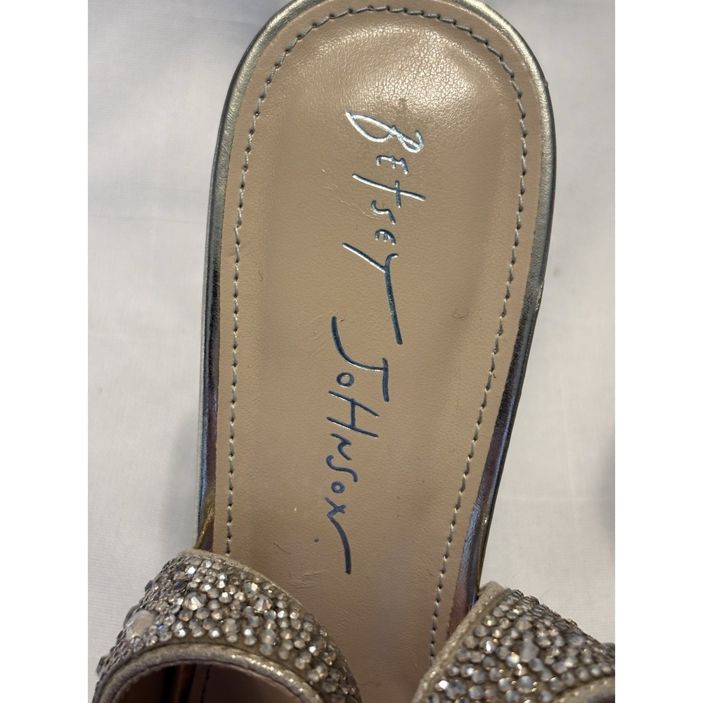 Betsey Johnson Gold Rhinestone Sparkly Clark Slingback Block Heels Pointed Toe 6 - Picture 4 of 9